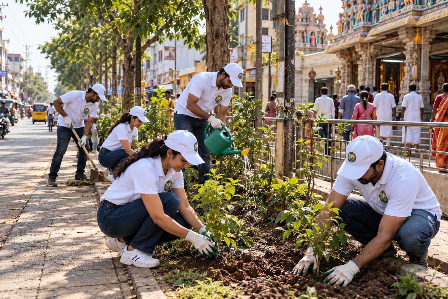 Volunteers working together